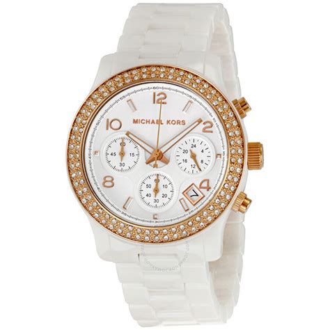 michael kors ladies watch white ceramic|Michael Kors white ceramic watch.